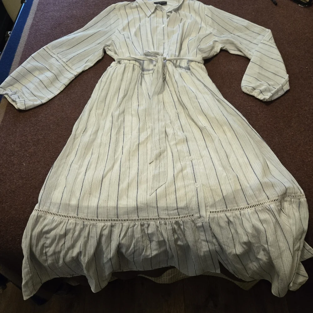 Lane Bryant Blouson Sleeved Striped Midi Shirt Dress In Size 18 - Picture 1 of 9